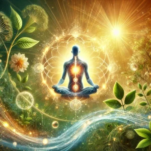 DALL·E 2025-02-24 17.45.24 - A vibrant digital artwork symbolizing holistic health and well-being. The image features a glowing human figure surrounded by natural elements like lu